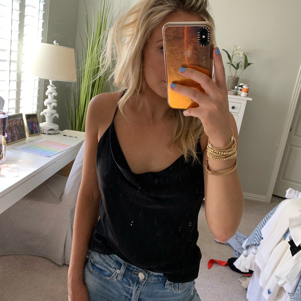 Black silk cowl neck cami